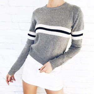 Brandy Melville Bernadette Gray Striped Pullover Cashmere Sweater - Size Small